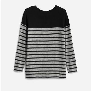 Market & Spruce (StitchFix) Medium Black & grey striped sweater w/ button detail
